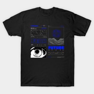 Streetwear Cyber Blue Brutalism Design T-Shirt